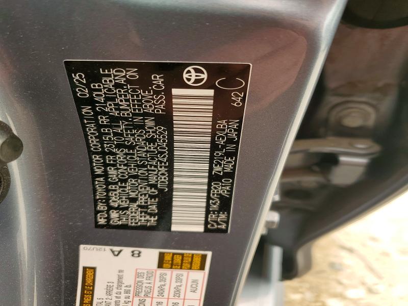 Продаж на аукціоні авто 2025 Toyota Corolla Hybrid, vin: JTDBCMFE4SJ045529, номер лоту: 60602536