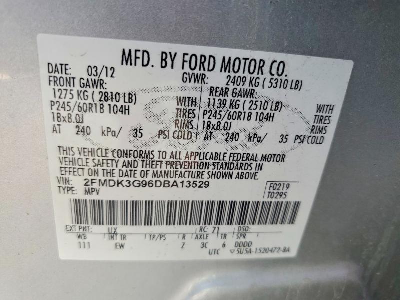 Продажа на аукционе авто 2011 Ford Edge, vin: 2FMDK3G96DBA13529, номер лота: 61632286