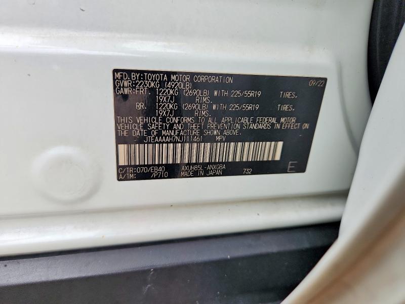 Aukcja sprzedaży 2022 Toyota Venza, vin: JTEAAAAH7NJ111461, numer aukcji: 59744126