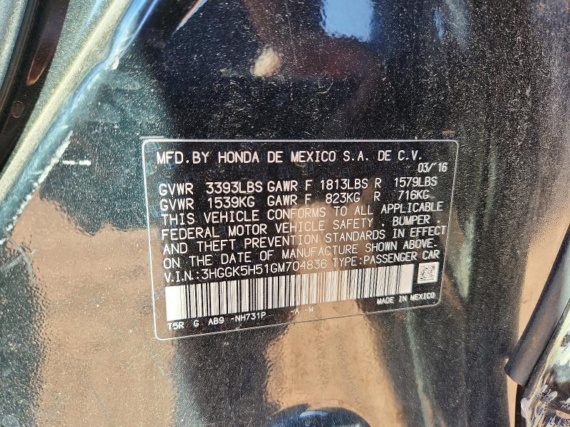 Aukcja sprzedaży 2016 Honda Fit, vin: 3HGGK5H51GM704836, numer aukcji: 58769016
