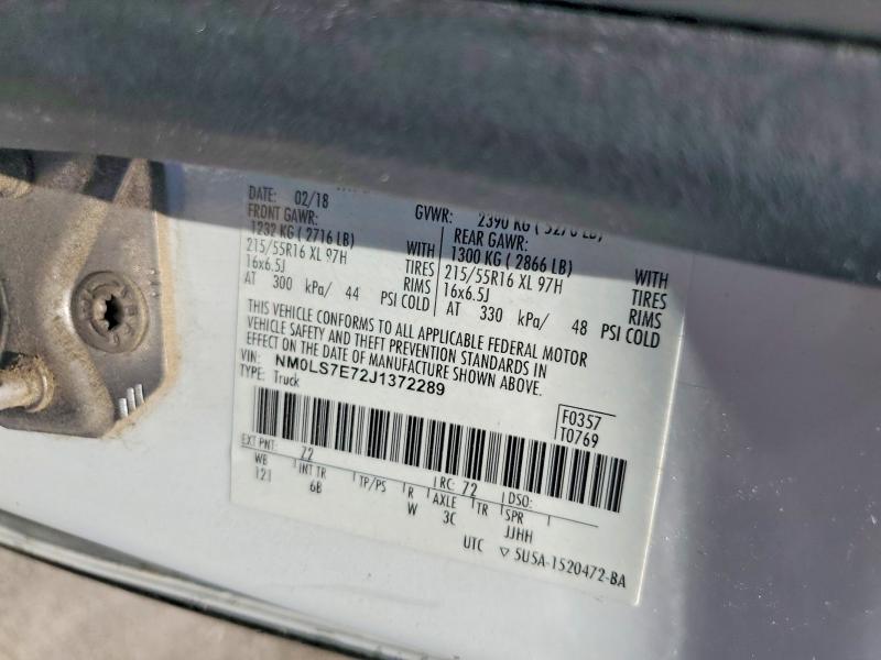 61662116 :رقم المزاد ، NM0LS7E72J1372289 vin ، 2018 Ford Transit Connect مزاد بيع