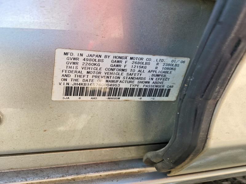 63124596 :رقم المزاد ، JH4KB16576C004953 vin ، 2006 Acura Rl مزاد بيع
