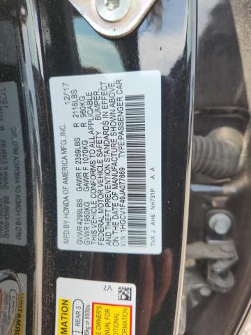 2018 Honda Accord მანქანა იყიდება აუქციონზე, vin: 1HGCV1F49JA077669, აუქციონის ნომერი: 60485076