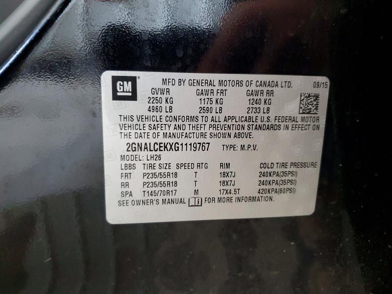 Продаж на аукціоні авто 2016 Chevrolet Equinox, vin: 2GNALCEKXG1119767, номер лоту: 60571766