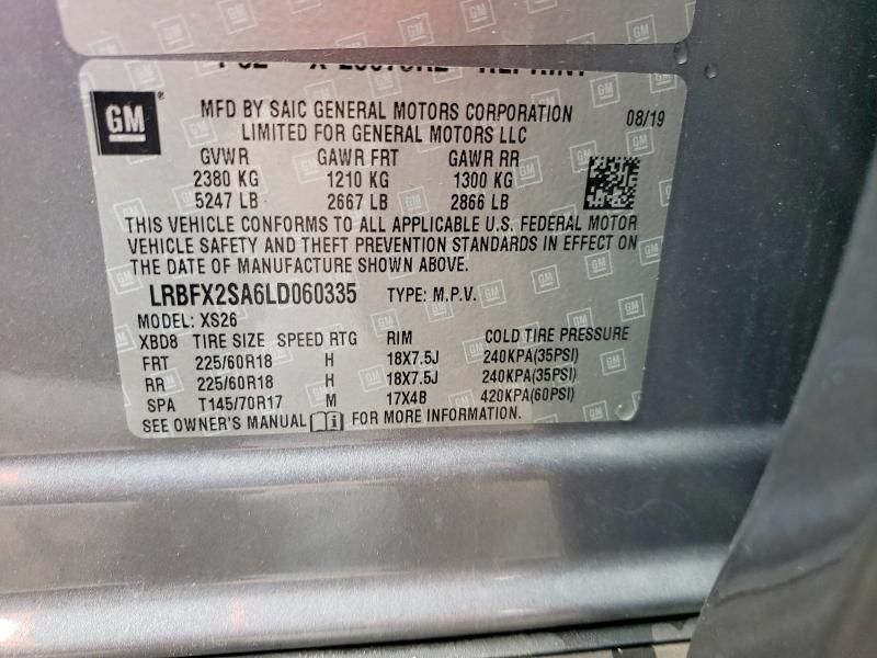 Продаж на аукціоні авто 2020 Buick Envision, vin: LRBFX2SA6LD060335, номер лоту: 61225096