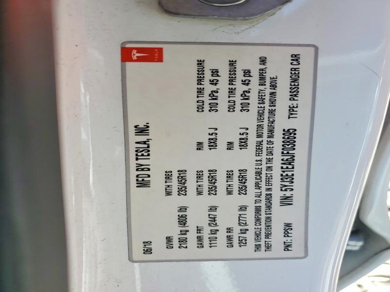 Продаж на аукціоні авто 2018 Tesla Model 3, vin: 5YJ3E1EA6JF038695, номер лоту: 60199676