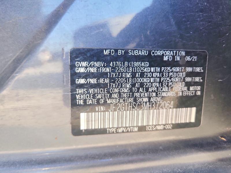 Продаж на аукціоні авто 2021 Subaru Crosstrek, vin: JF2GTHSC3MH372064, номер лоту: 59264856