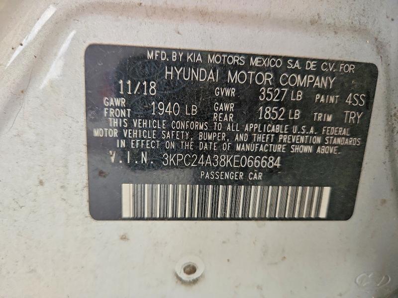 61896196 :رقم المزاد ، 3KPC24A38KE066684 vin ، 2019 Hyundai Accent مزاد بيع