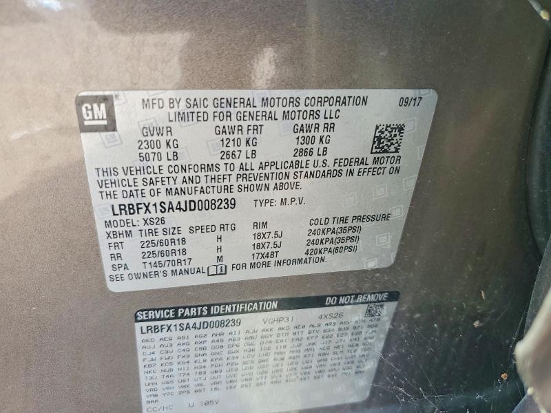 60069146 :رقم المزاد ، LRBFX1SA4JD008239 vin ، 2018 Buick Envision مزاد بيع