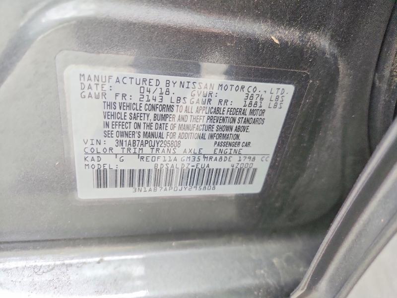 2018 Nissan Sentra მანქანა იყიდება აუქციონზე, vin: 3N1AB7AP0JY295808, აუქციონის ნომერი: 61325086