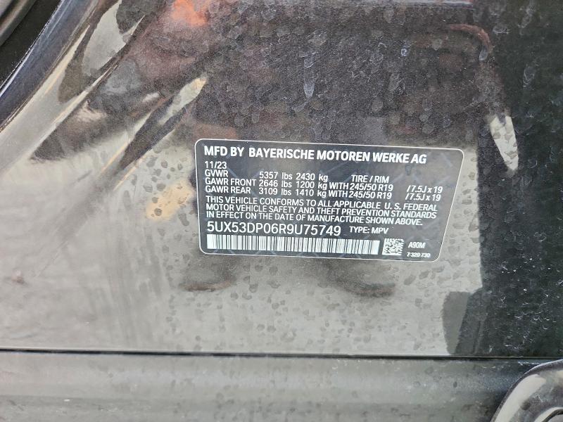 Auction sale of the 2024 Bmw X3, vin: 5UX53DP06R9U75749, lot number: 62435676