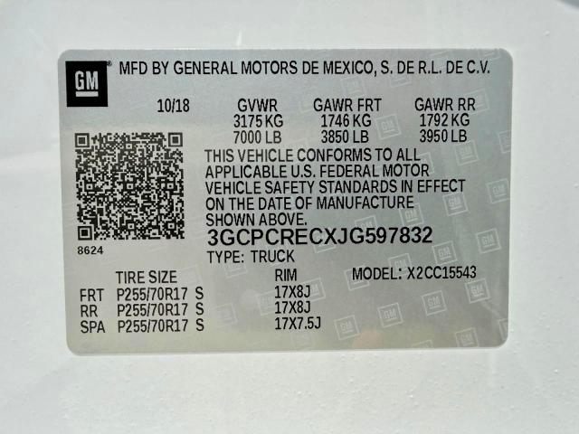 Продаж на аукціоні авто 2018 Chevrolet Silverado, vin: 3GCPCRECXJG597832, номер лоту: 60607496