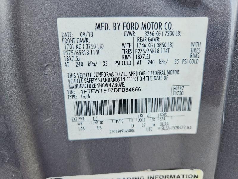 Продажа на аукционе авто 2013 Ford F150, vin: 1FTFW1ET7DFD64856, номер лота: 60384626