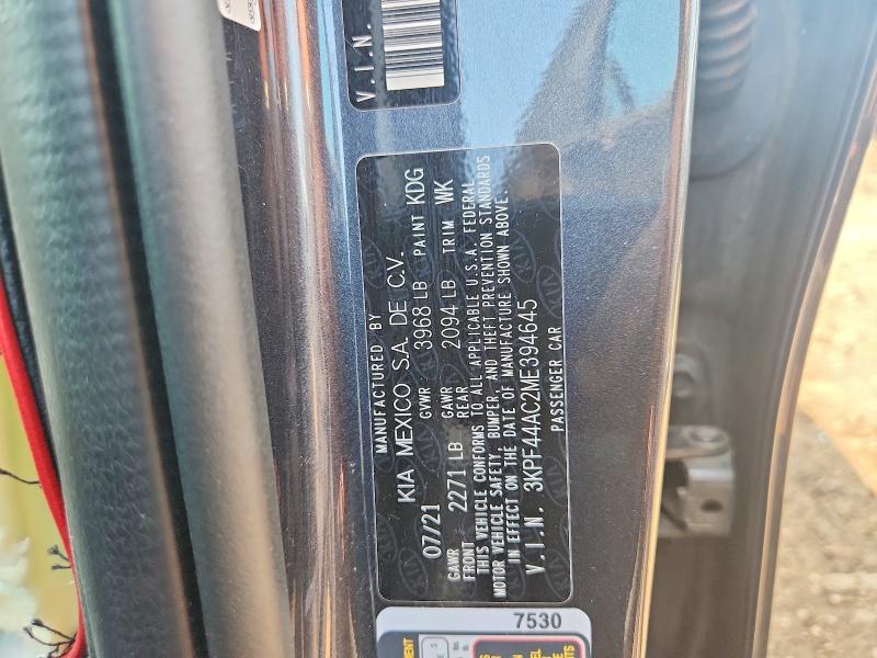2021 Kia Forte მანქანა იყიდება აუქციონზე, vin: 3KPF44AC2ME394645, აუქციონის ნომერი: 62902036