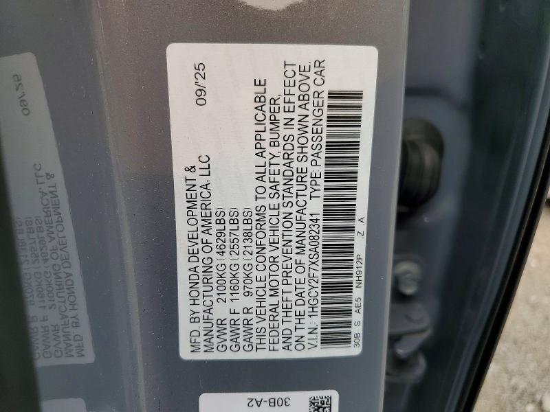 Продажа на аукционе авто 2025 Honda Accord, vin: 1HGCY2F7XSA082341, номер лота: 60607716