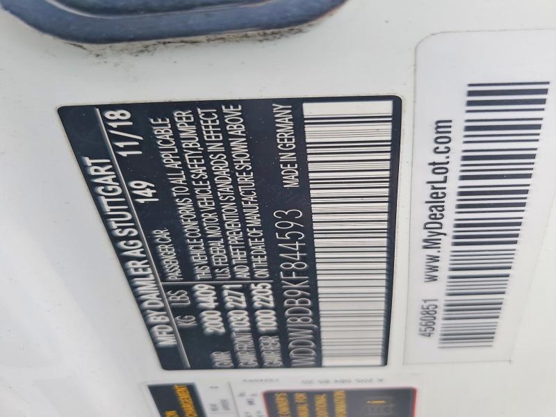61061616 :رقم المزاد ، WDDWJ8DB9KF844593 vin ، 2019 Mercedes-benz C مزاد بيع