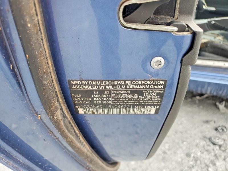 Aukcja sprzedaży 2005 Chrysler Crossfire, vin: 1C3AN69L15X046221, numer aukcji: 62673176