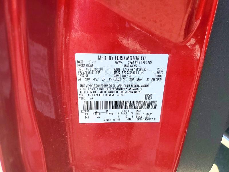 Aukcja sprzedaży 2011 Ford F150, vin: 1FTFX1EFXBFA67875, numer aukcji: 61608206
