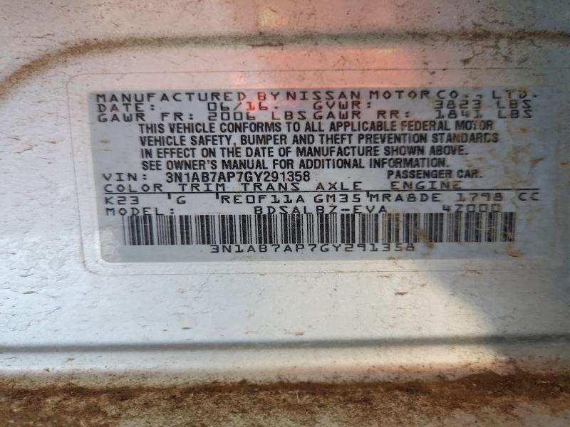 63167236 :رقم المزاد ، 3N1AB7AP7GY291358 vin ، 2016 Nissan Sentra مزاد بيع