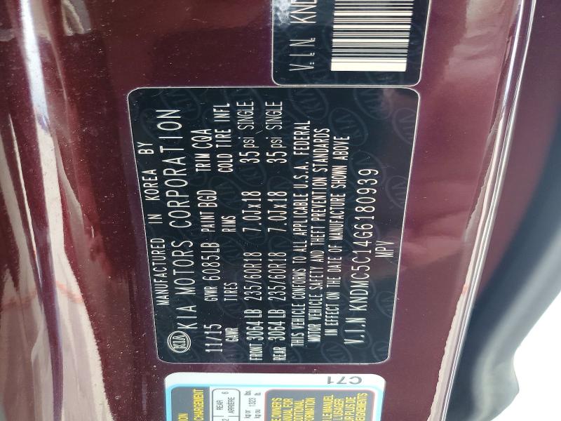 62163946 :رقم المزاد ، KNDMC5C14G6180939 vin ، 2016 Kia Sedona مزاد بيع