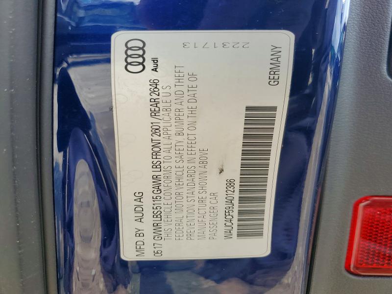 2018 Audi S5 მანქანა იყიდება აუქციონზე, vin: WAUC4CF59JA012386, აუქციონის ნომერი: 61780576