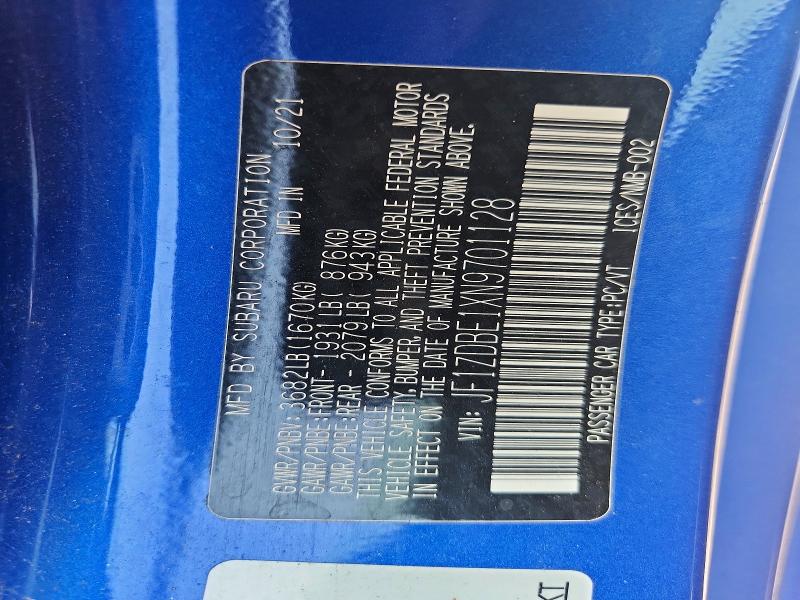 61685306 :رقم المزاد ، JF1ZDBE1XN9701128 vin ، 2022 Subaru Brz مزاد بيع