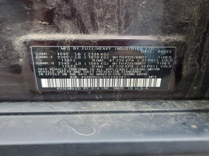 59719136 :رقم المزاد ، 4S4BRDSC5D2238347 vin ، 2013 Subaru Outback مزاد بيع