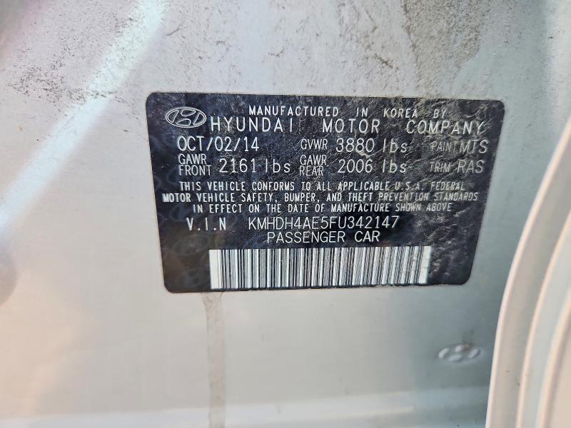 Продажа на аукционе авто 2015 Hyundai Elantra, vin: KMHDH4AE5FU342147, номер лота: 62068886