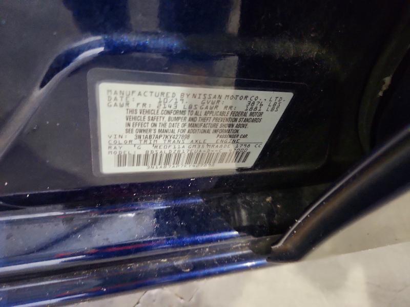 Продажа на аукционе авто 2019 Nissan Sentra, vin: 3N1AB7AP7KY427898, номер лота: 59365676