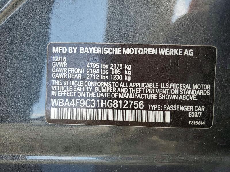 Продаж на аукціоні авто 2017 Bmw 430xi, vin: WBA4F9C31HG812756, номер лоту: 59182806