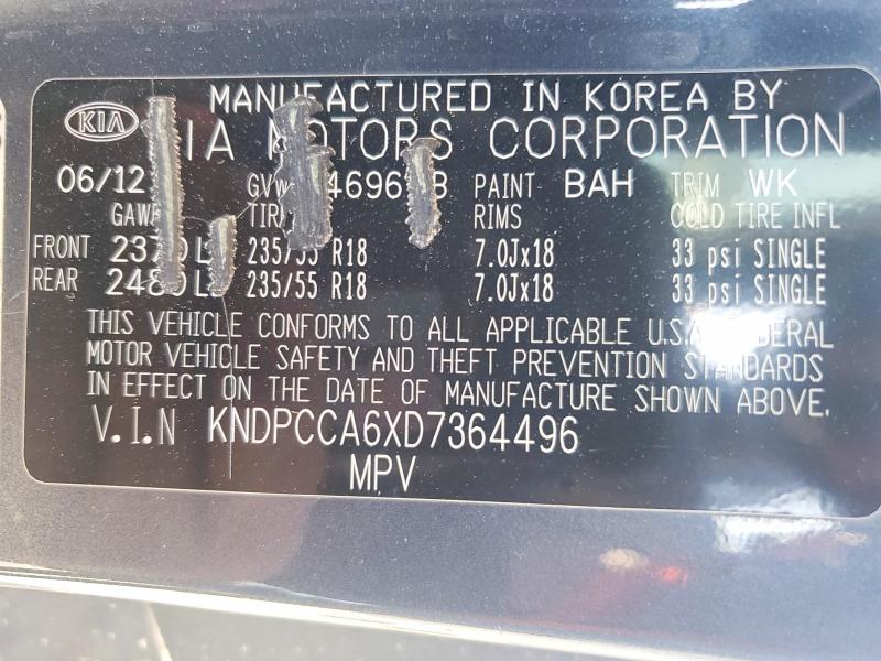58167796 :رقم المزاد ، KNDPCCA6XD7364496 vin ، 2013 Kia Sportage مزاد بيع