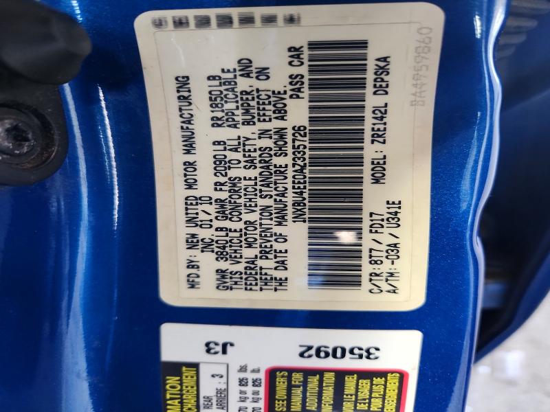 60428726 :رقم المزاد ، 1NXBU4EE0AZ335726 vin ، 2010 Toyota Corolla مزاد بيع