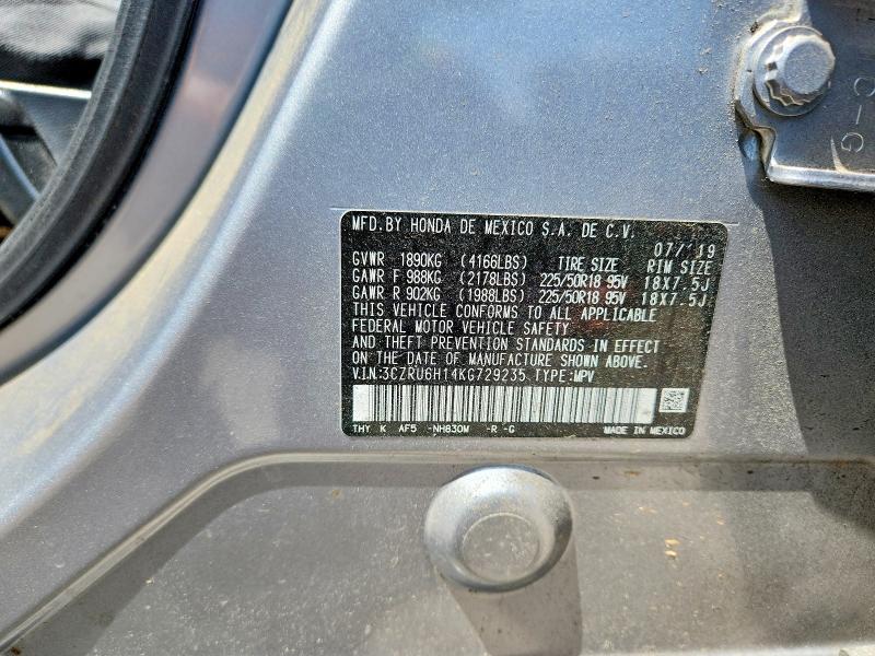 60588436 :رقم المزاد ، 3CZRU6H14KG729235 vin ، 2019 Honda Hr-v مزاد بيع