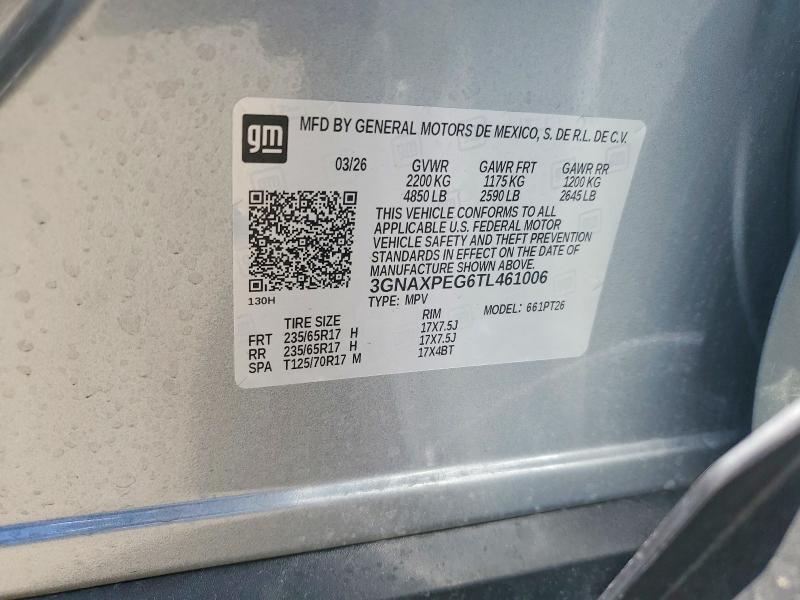 Продажа на аукционе авто 2026 Chevrolet Equinox, vin: 3GNAXPEG6TL461006, номер лота: 59733096