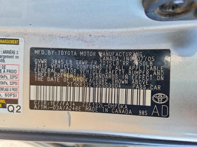 Продажа на аукционе авто 2005 Toyota Corolla Matrix, vin: 2T1KR32E15C553004, номер лота: 60770596