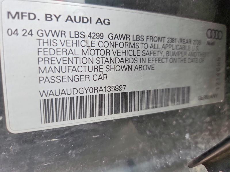 Продаж на аукціоні авто 2024 Audi A3, vin: WAUAUDGY0RA135897, номер лоту: 62053626