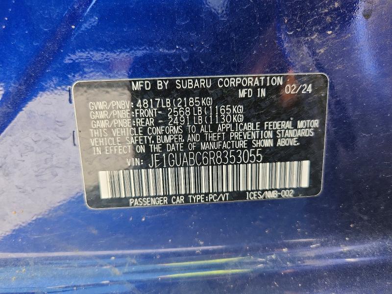 62463976 :رقم المزاد ، JF1GUABC6R8353055 vin ، 2024 Subaru Impreza مزاد بيع