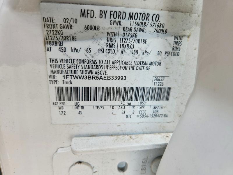 Продажа на аукционе авто 2010 Ford F350, vin: 1FTWW3BR5AEB33993, номер лота: 62385256