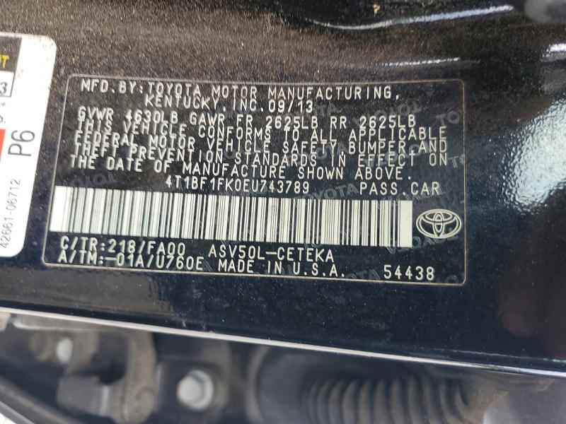 Aukcja sprzedaży 2014 Toyota Camry, vin: 4T1BF1FK0EU743789, numer aukcji: 60772676