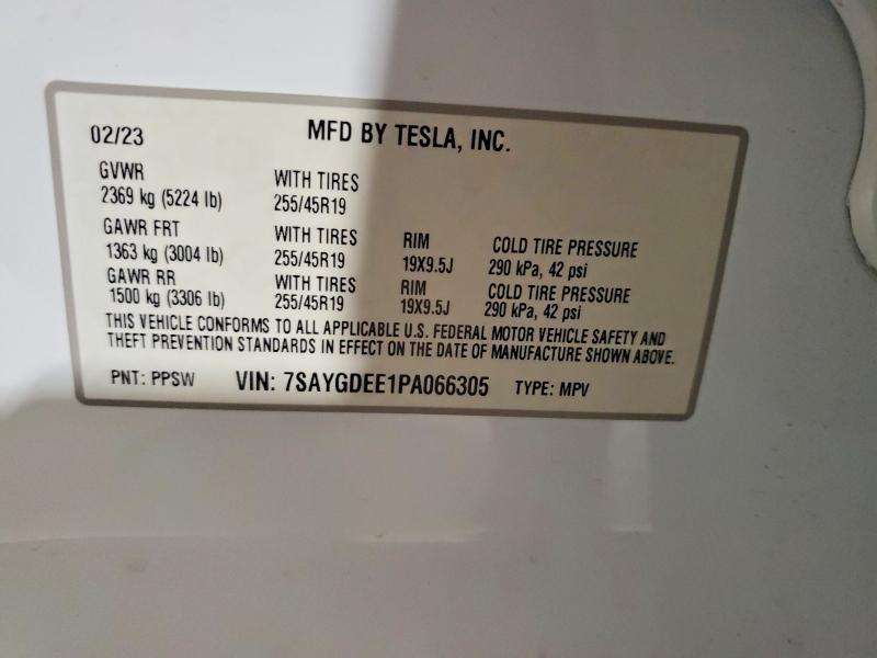 58314296 :رقم المزاد ، 7SAYGDEE1PA066305 vin ، 2023 Tesla Model Y مزاد بيع