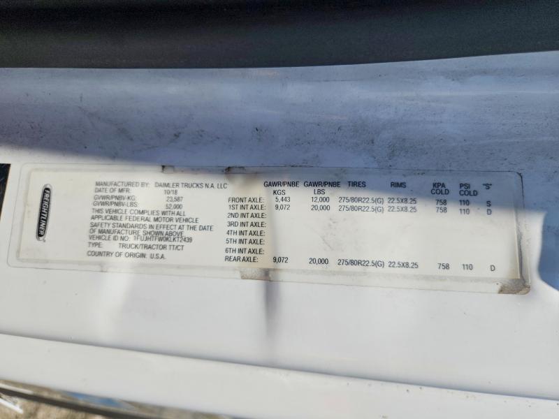 Продаж на аукціоні авто 2019 Freightliner Cascadia 116, vin: 1FUJHTFW0KLKT2439, номер лоту: 59230216