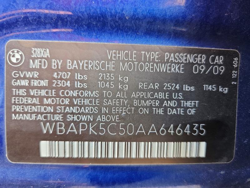 Продаж на аукціоні авто 2010 Bmw 328, vin: WBAPK5C50AA646435, номер лоту: 62396706