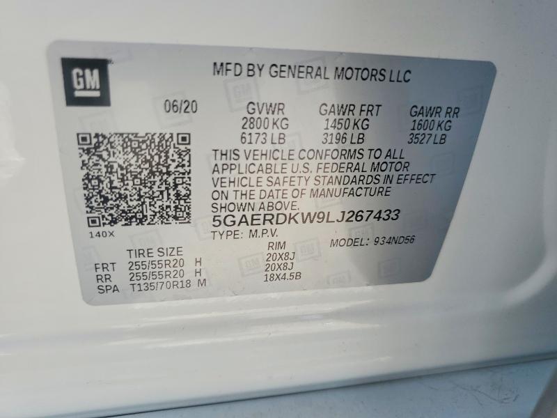 Aukcja sprzedaży 2020 Buick Enclave, vin: 5GAERDKW9LJ267433, numer aukcji: 62840276