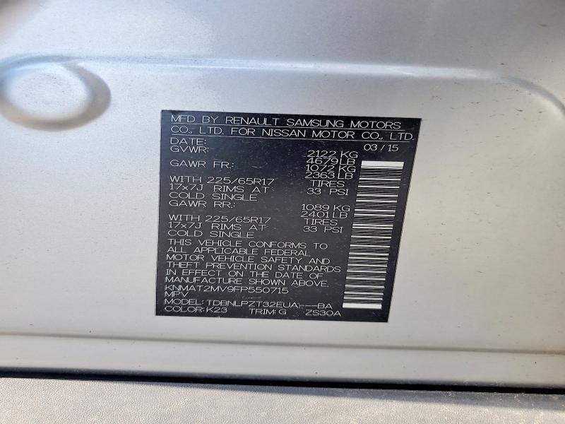Продажа на аукционе авто 2015 Nissan Rogue, vin: KNMAT2MV9FP550715, номер лота: 60861536