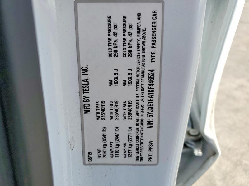 Продажа на аукционе авто 2019 Tesla Model 3, vin: 5YJ3E1EA1KF446524, номер лота: 60711496