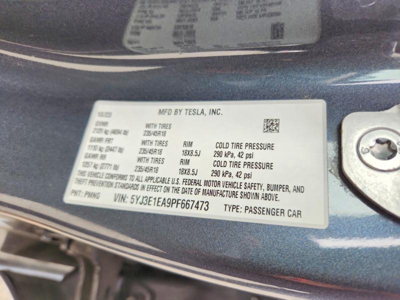 85994325 :رقم المزاد ، 5YJ3E1EA9PF667473 vin ، 2023 Tesla Model 3 مزاد بيع