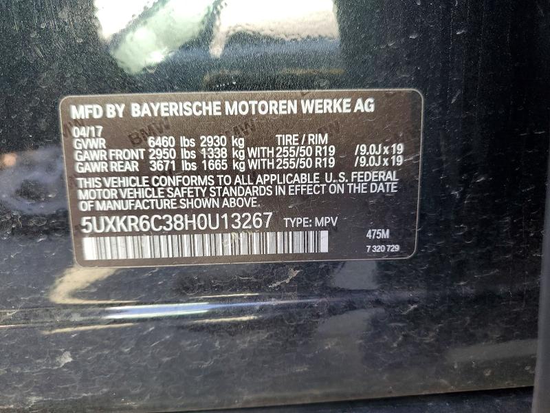 60882646 :رقم المزاد ، 5UXKR6C38H0U13267 vin ، 2017 Bmw X5 مزاد بيع
