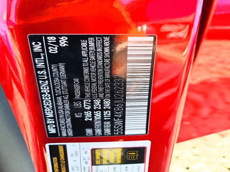60198186 :رقم المزاد ، 55SWF4KB6JU262332 vin ، 2018 Mercedes-benz C مزاد بيع