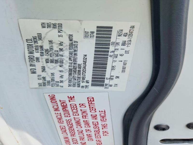 Aukcja sprzedaży 2010 Ford Explorer, vin: 1FMEU7DE5AUA83214, numer aukcji: 61231716