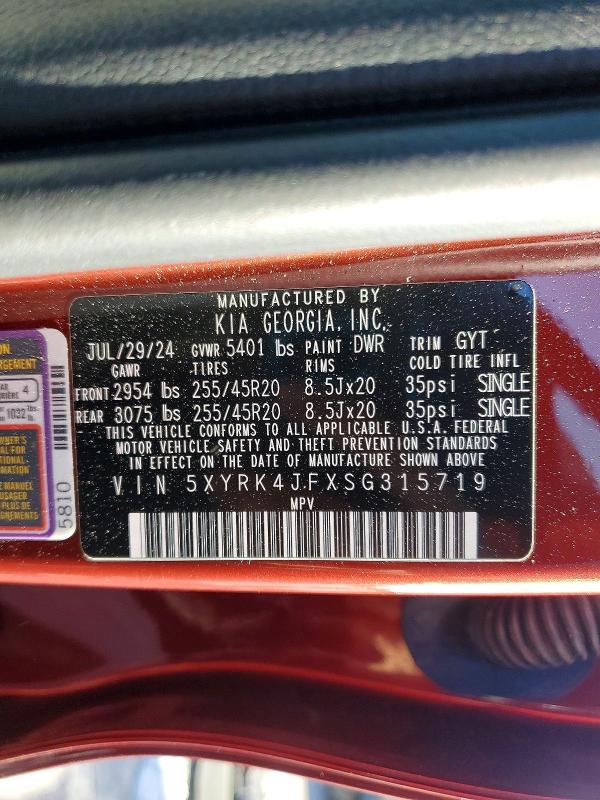 Продаж на аукціоні авто 2025 Kia Sorento, vin: 5XYRK4JFXSG315719, номер лоту: 60422876